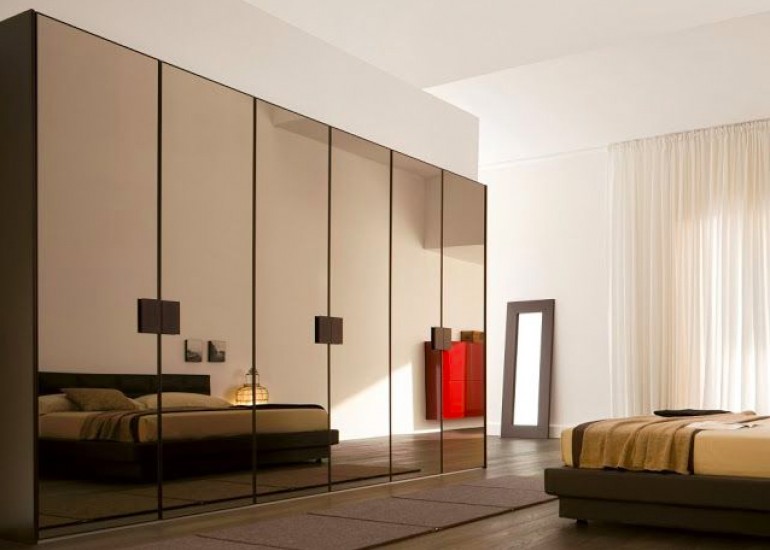 Brown Wardrobe - Glass Shutter