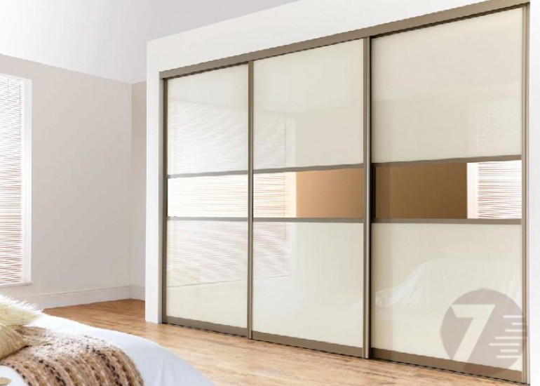 White  with Bronze Wardrobe - Sliding Door